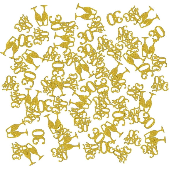 30th Birthday Confetti Gold Glitter, Dirty 30 Table Confetti, Thirty Paper Scatter, 30th Anniversary Party Table Decorations Confetti, 120pcs