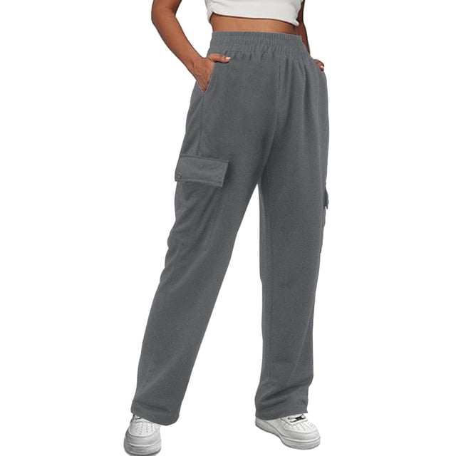 Gibobby Pantalones para el frío de mujer Pantalones de chándal holgados para mujer, pantalones de chándal de cintura alta con bolsillo de pierna ancha 2023(GY2,CH)
