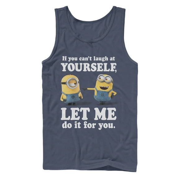 Men's Despicable Me Minion Laugh At You  Tank Top Navy Blue 2X Large