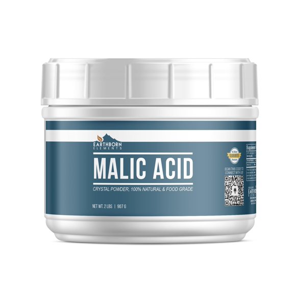 Earthborn Elements Malic Acid Powder, 2 lb, Used in Food, Drinks & Candy, Resealable Tub