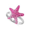 thumbnail image 1 of Pink Starfish Cubic Zirconia Ring Sterling Silver 925 Size 5, 1 of 2