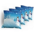 thumbnail image 5 of Ambesonne Christmas Throw Pillow Cover 4 Pack, Snowman Winter Stars, 24", Blue White, 5 of 7