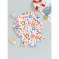 thumbnail image 3 of Bagilaanoe Toddler Baby Girl One-Piece Swimsuit Floral Print Long Sleeve Zipper Rashguard Swimwear 12M 18M 24M 3T 4T 5T Kids Ruffle Bathing Suit, 3 of 7