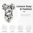 thumbnail image 6 of Uemuo Beach Pattern Women's One Piece Short Sleeve Swimsuit Rash Guard Surfing Modest Quick-drying Swimsuit Beach Essentials-X-Large, 6 of 9