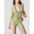 thumbnail image 2 of Tenue Tricotée pour Femmes, Haut Sans Manches à Col Licou avec Lien à l'Avant et Short, 2 of 6