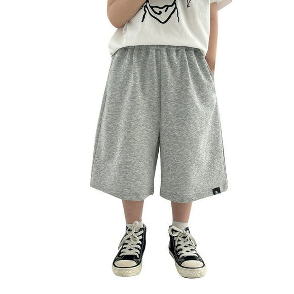 Boys' Summer Casual Mid-Length Pants, 1-12 Years - Breathable Polyester for Daily Wear