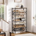 thumbnail image 3 of 8-Tier Tall Shoe Rack Organizer with Wooden  for Entryway Closet Garage Rustic Brown Metal Heavy-Duty Storage, 3 of 7
