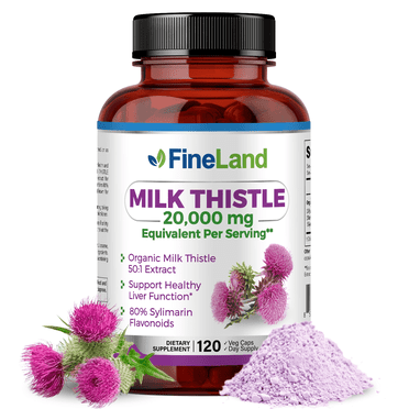 Fineland Milk Thistle Silymarin Extract Liver Support 120 Veggie Capsules