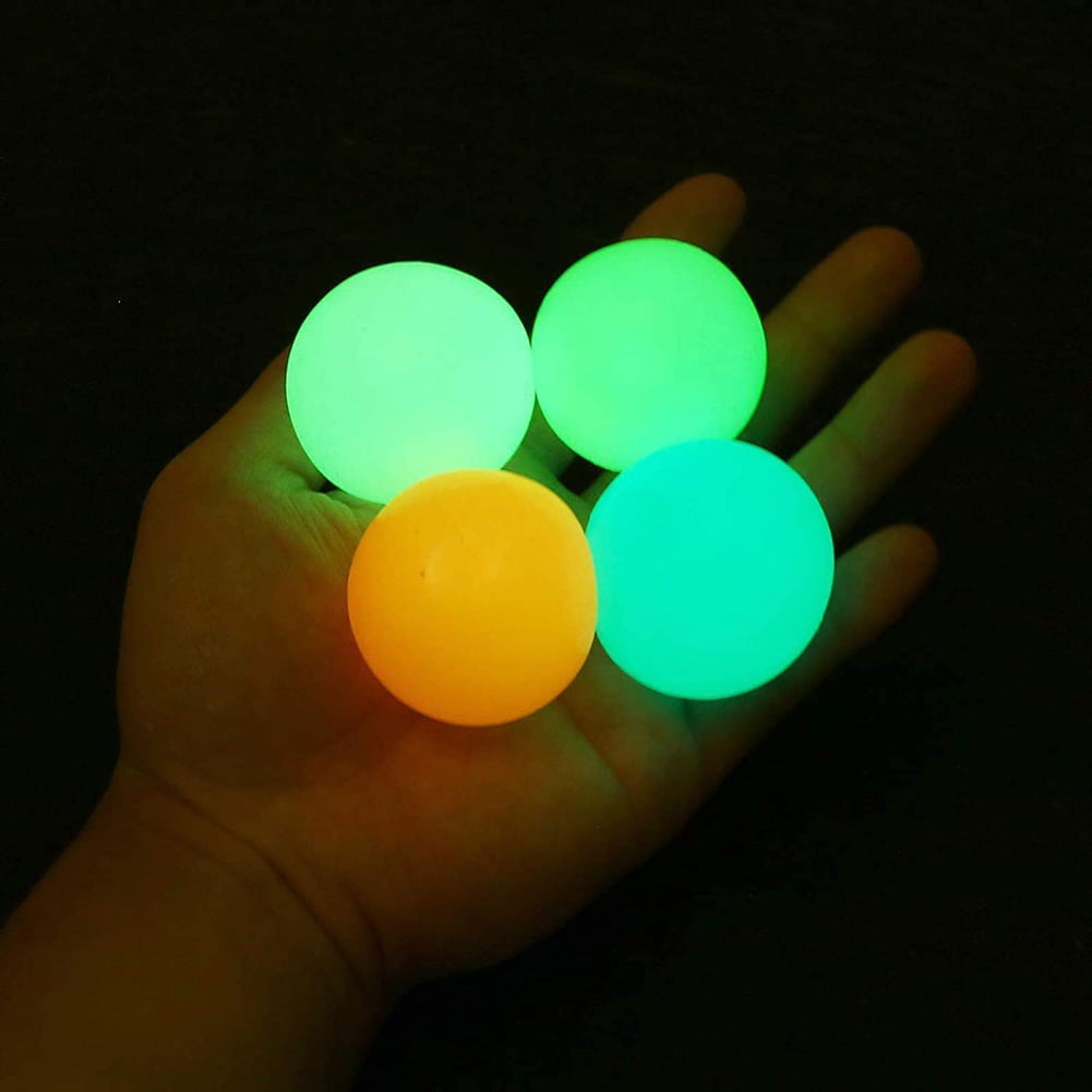 4PC Luminous Sticky Wall Balls Ceiling Stress Relief Globbles Squishy Kids Toys# 
