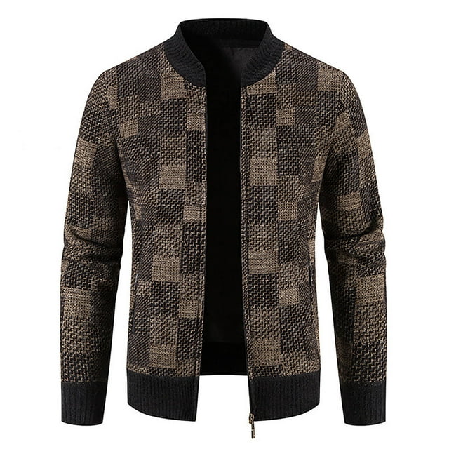 Qertyioot Veste Décontractée d'Hiver pour Hommes Col Montant Manches Longues Manteau de Mode Chaud