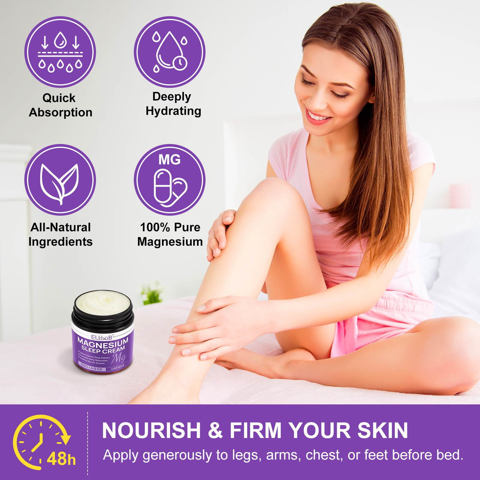 Elbbub 3-Pack Magnesium Sleep Cream (Lavender) - Deep Relaxation - Better Sleep - Hydration, Magnesium Body Lotion