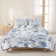 thumbnail image 3 of Twin XL Quilt Set 68''x98'', Blue White Spring Floral Lightweight Summer Bedspread Coverlet Set with 2 Pillow Shams, Summer Botanical Birds Breathable All Season Quilt Bedding for Dorm/Guest Room, 3 of 9