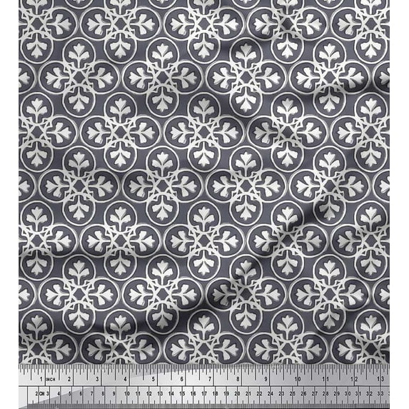 Soimoi Georgette Viscose Fabric Floral Block Print Fabric by The Yard 42 Inch Wide