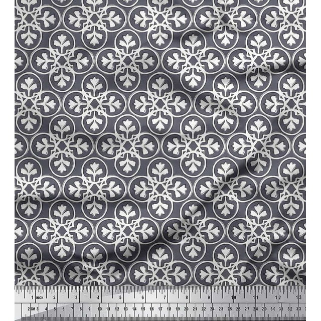 Soimoi Cotton Voile Fabric Floral Block Print Fabric by Yard 56 Inch Wide