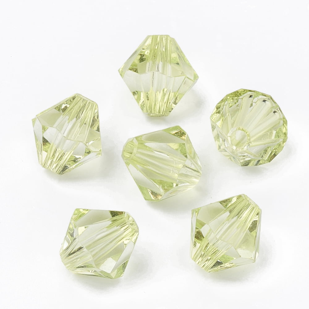 Transparent Acrylic Beads Bicone Lawn Green 6x5.5mm Hole: 1.5mm 6120pcs/500g