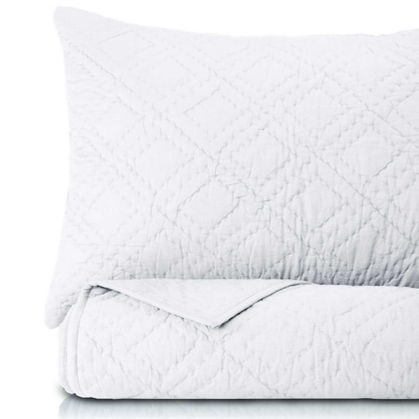 Soft 100 Cotton HandQuilted White Quilt Set Queen Size, Pure Cotton