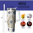 thumbnail image 2 of 40oz Evil Eye Tumbler with Handle and Flip Straw, Evil Eyes Hand Stainless Steel Insulated Cup, Travel Coffee Mug Water Bottle, Birthday Gifts for Women Men, 2 of 6