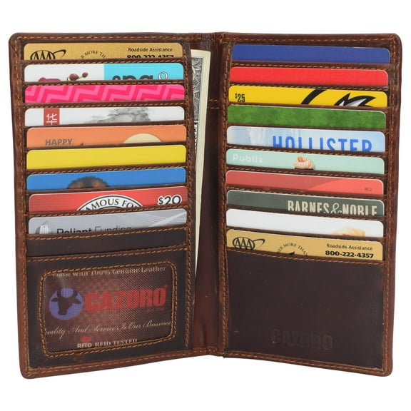 RFID Blocking Bifold Crazy Horse Leather Credit Card ID Holder Long Wallet