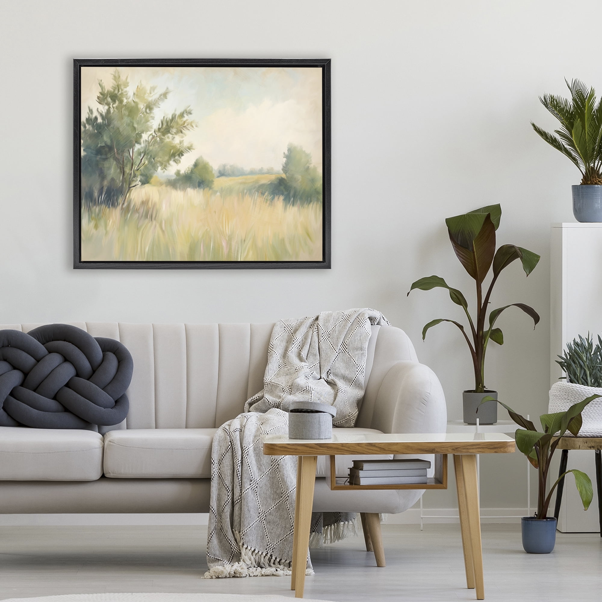 Stupell Industries Summer Green Meadow Black Framed Floater Canvas Wall Art, design by Kim Allen