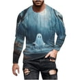 thumbnail image 2 of WAENQINLA Halloween Costomes Men Casual Long Sleeve Sweatshirts Crewneck Halloween Shirts Cute Ghost Print Party Holiday Shirt, 2 of 5
