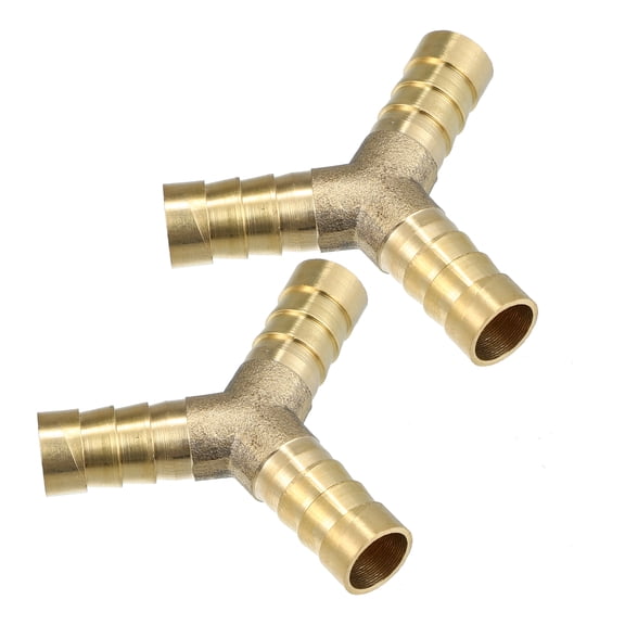 2 Pcs 10mm Copper Barb Hose Fitting Tee Y Shape 3 Way Connector for Joiner Air Water Fuel Gas