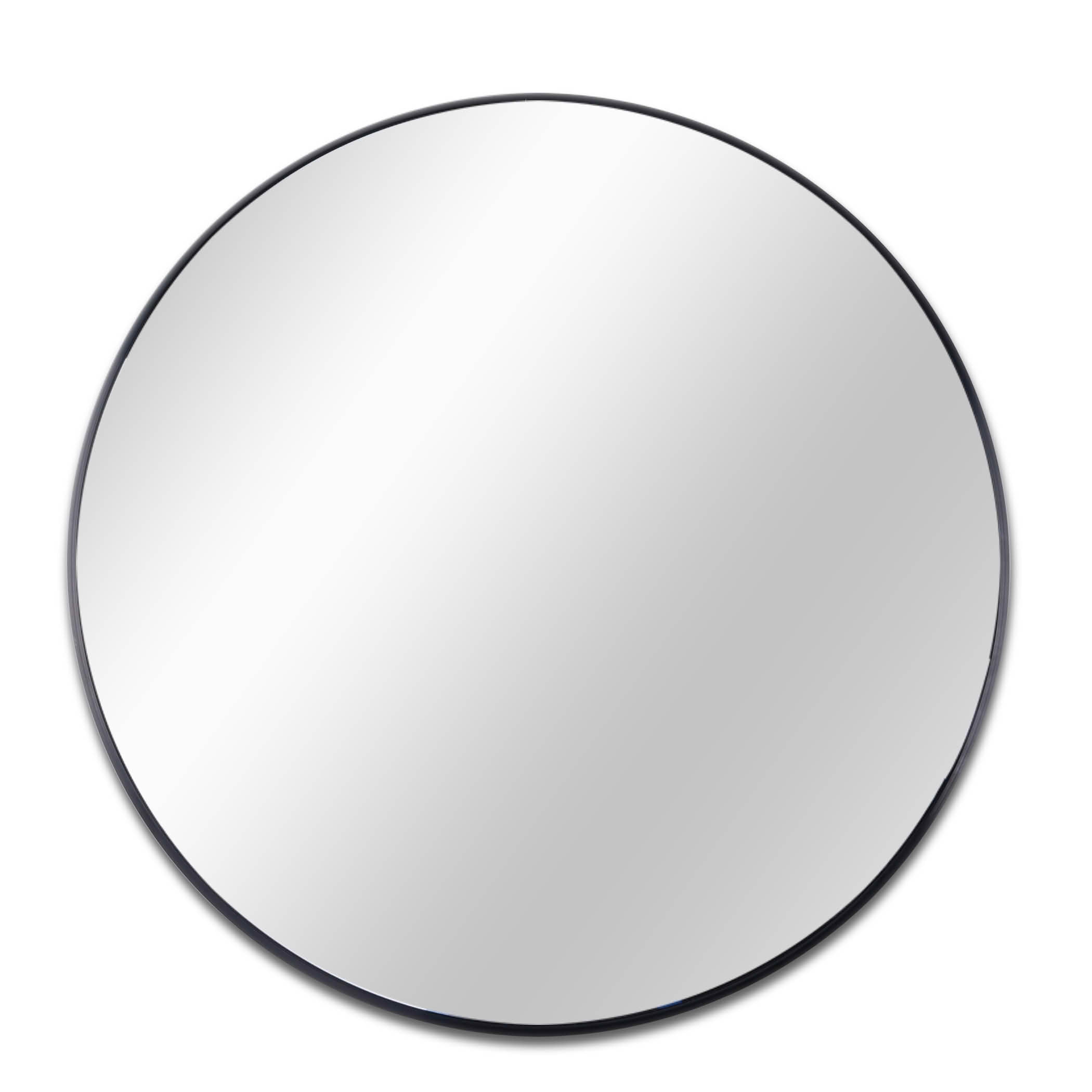 MAYEERTY 39 Inch Black Metal Framed Round Bathroom Wall Mirror, for Large Bathroom Decor