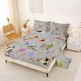 thumbnail image 2 of jejeloiu Gray Watercolor Cat Full Size Sheets For Kids,Cute Floral Kitten Bed Sheets For Girl,4-Piece, 2 of 6