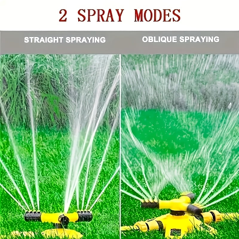 Automatic Rotating Lawn Sprinkler 360° - 3 Adjustable Arms for Multi-Angle Irrigation, Garden Lawn Roof Cooling Large Area Coverage