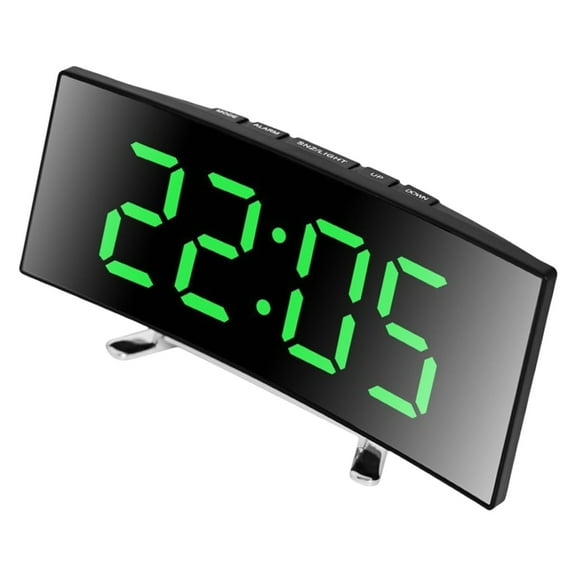 Quiet Night Digital Clock USB Battery Power Adjustable Brightness Mirror finishes