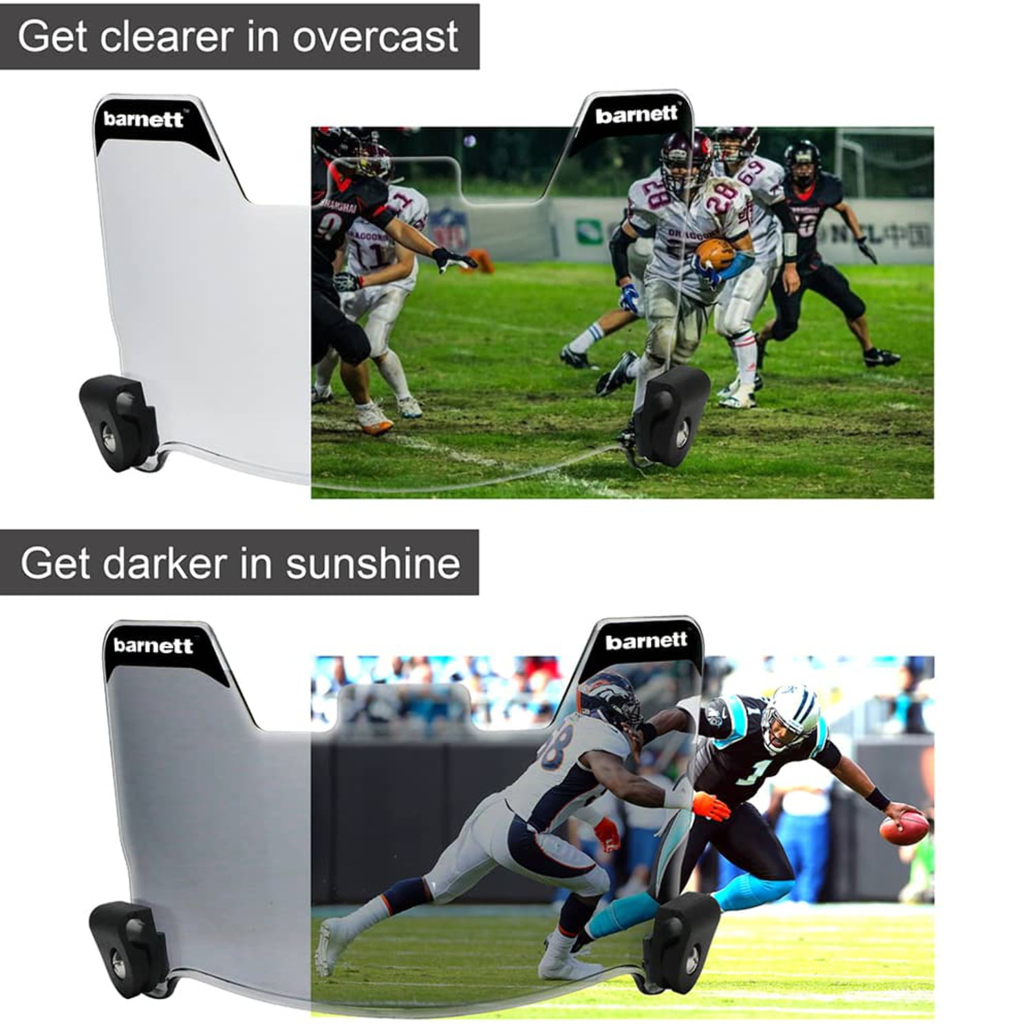 Barnett Football Helmet Eyeshield Visor, Eyes-Shield, Photochromic