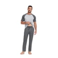 thumbnail image 3 of ANLIQI Men's Pajama Sets Short Sleeve Top & Pant Soft Bamboo Rayon Pjs Set Lounge Sleepwear for Men (Dark Grey M), 3 of 8
