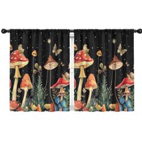 Blackout Kids Curtains,Red Mushroom Frog Black Pattern Childrens Insulated Curtains Set Of 2,Bedroom Essentials,Toddler Room Decor 42"x54"