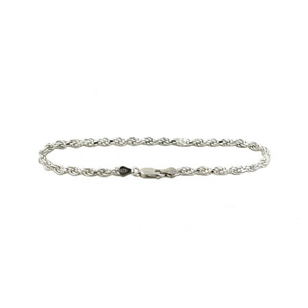 Real 925 Sterling Silver Rope Men and Women Bracelet/Anklet 2.0 mm, 7" to 10"