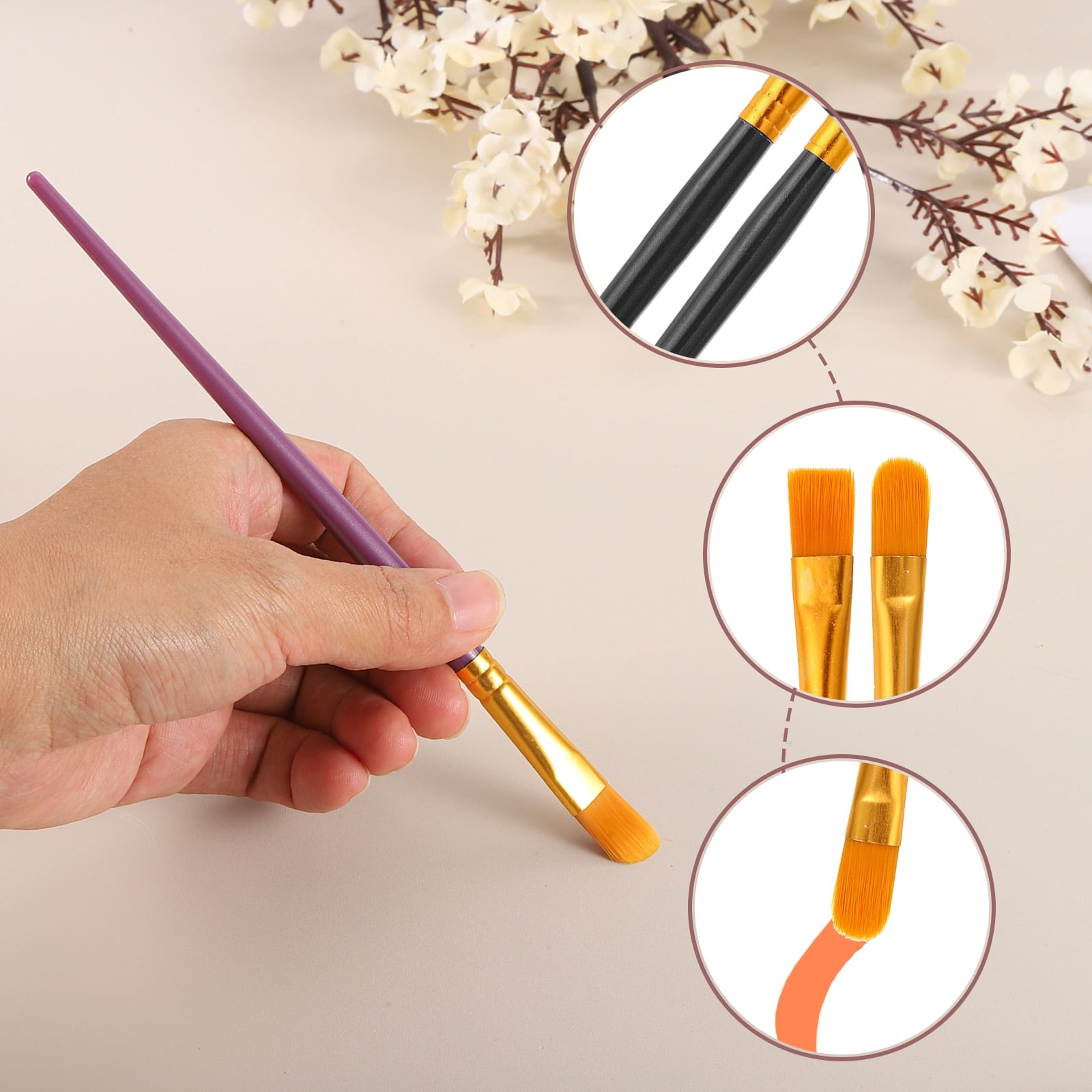 Paint Brushes Set, 200Pcs Acrylic Paint Brush Nylon Hair for Watercolor Oil Painting Miniature Detailing Rock Painting, Black