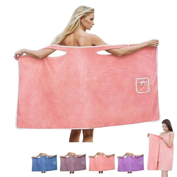 Plus Size Women's Wearable Shower Skirt, Glow Wrap Towel with Straps, Wearable Halter Bath Towels for Women,Bow Tie Water Absorption and Quick Drying Beauty