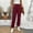 Wine, variant on Hrsba Straight Leg Workout Pants,Stretch Pants for Women Solid Color Drawstring Elastic Waist Pants with Pockets High Waisted Full Length Casual Trousers for Daily Wear