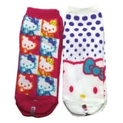 Hello Kitty Polka Dotted and Alternating Portrait Womens Socks (2 Pairs)