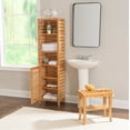 thumbnail image 3 of Linon Bracken Sturdy Solid Bamboo Six Shelf Tower with Door in Natural Brown, 3 of 11