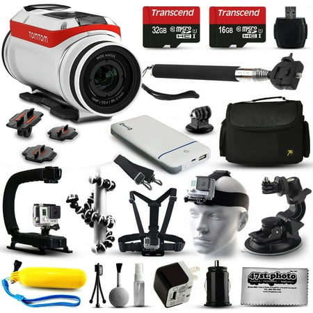 TomTom Bandit 4K HD Action Camera with 16GB Card + Case + Floating Handle + Flexible Tripod + Head/Chest Strap + Car Mount + Opteka X-Grip + LED Light + Wrist Glove + Car Charger