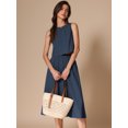 thumbnail image 2 of DARING DIVA Women's 2 Piece Round Neck Sleeveless Crop Top Midi Suit Set L Dark Blue, 2 of 6
