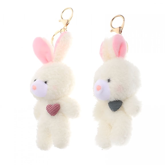 DESIGNICE 2026 New 2 Pcs Plush Keychain Rings Keychains for Backpacks Cute Kawaii Girls Fluffy Rabbit Fob Backpack Keychains for Girls for Backpacks, Purses, School Bags, Travel