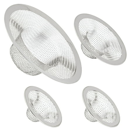 Juvale 4-Pack Stainless Steel Kitchen Sink Drain Strainer, Mesh Screen Drainer and Hair Catcher for Bathroom (4.3", 2.8" and 2.1")