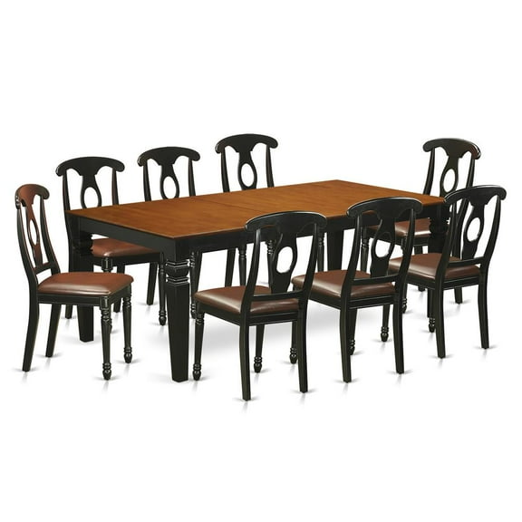East West Furniture 9  Pc  Table  and  chair  set  with  a  Dining  Table  and  8  Dining  Chairs  in  Black  and  Cherry