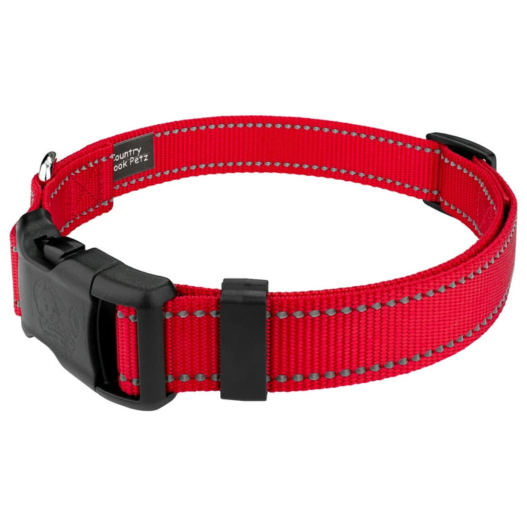 Country Brook Petz® 3/4 inch Deluxe Red Reflective Nylon Dog Collar u0026 Leash  - Medium - Walmart.com