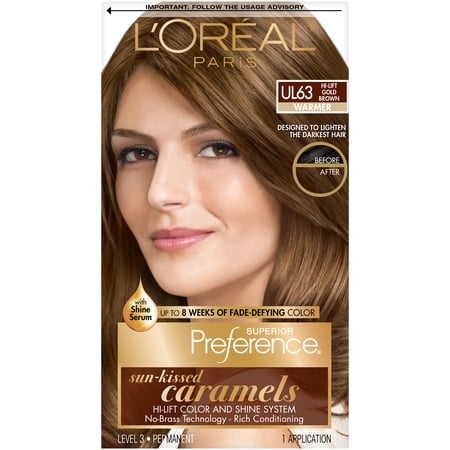 L'Oreal Paris Superior Preference Fade-Defying Shine Permanent Hair Color, UL63 Hi-Lift Gold Brown, 1 Kit
