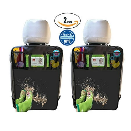 2 pack kick mats with tissue holder waterproof car seat back