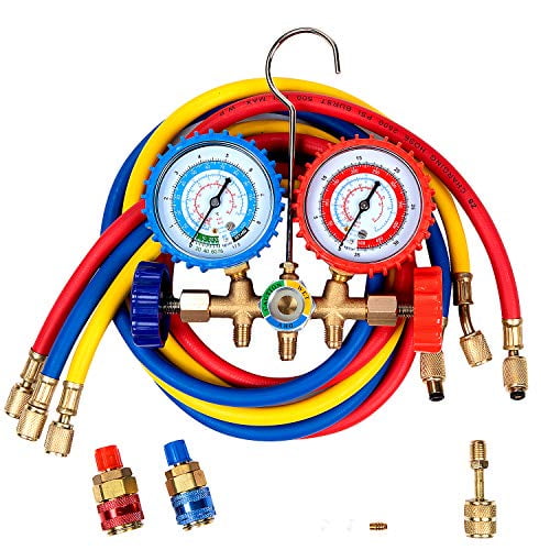 Detool 5ft Pro AC A/C Diagnostic Manifold Gauge Set Freon Gauge for
