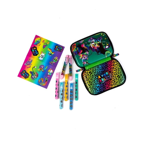 A for Adley's Art Pouch and Pencil Case, A Fun Way to Store All Your Coloring and Drawing Necessities for School or Play (Neon Rainbow)