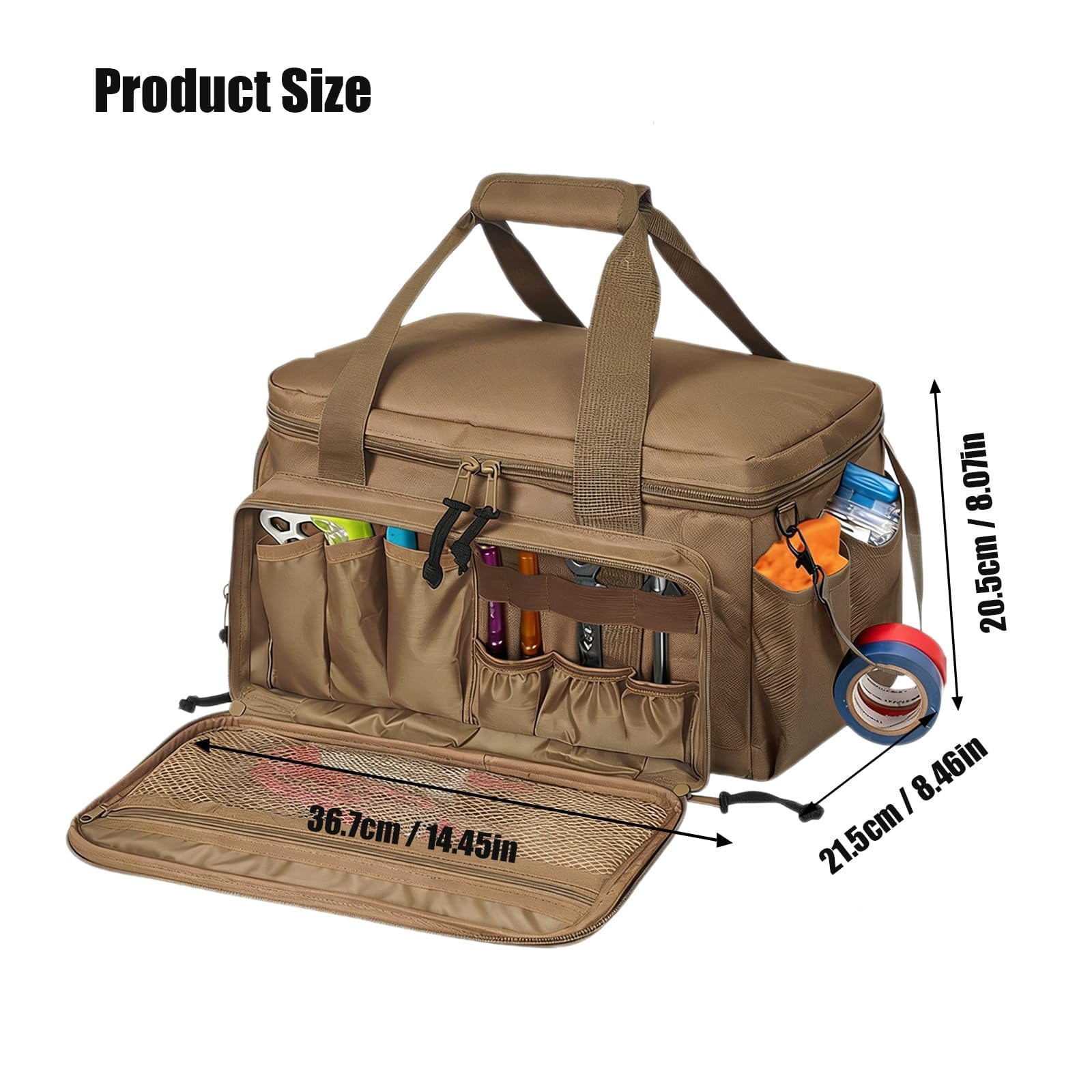 14-Inch Heavy-Duty Canvas Tool Bag, Tool Pouches With Compartments, Heavy Duty Large Utility Bag With Anti-Friction Bottom for Electrician Repairman Carpenter Handyman