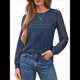 thumbnail image 1 of Camisas de Larga para Mujer, Blusas Elegantes e Informales de Encaje, Conjuntos de Otoño 2025, Camisetas y Ropa de Trabajo. Azul Marino L, 1 of 8